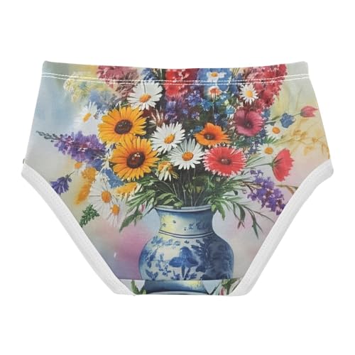 Artistic Toddler Girls Underwear 2t Cotton Girl Panties Cute Watercolor Beautiful Bouquet Wildflowers Underpants Briefs2