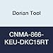 Dorian Tool HP-High Performance 0 Degrees ANSI Solid Carbide Negative Ground Turning Insert, DKC15RT, CVD Multi Layer Coating, CNMA Style, KEU Chipbreaker, CNMA-866-KEU, 3/8" Thickness, 0.093" Nose Radius (Pack of 10)