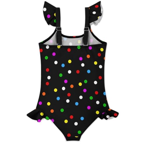 Image of Girls One Piece Swimsuit Polka Dots Ruffles Swimwear Bathing Suits 3-12 Years