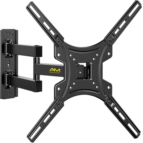 Alphamount Soporte TV Pared para Televisores Planos y Curvos de 26-60 Pulgadas, Soporte TV Inclinable y Giratorio con Brazos Retráctiles y Extensibles, hasta 35kg, Máx. VESA 400x400mm