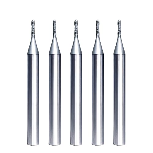 Image of Tools Ball Nose Carbide End Mill, DLC Black Coating, CNC Cutting Tools for Steel Cutting, More Wear Resistant, Suit for 3D Carving & Engraving. 2 Flute Router Bits,1 /8 Shank (1 /16-1.5 inch 5pcs
