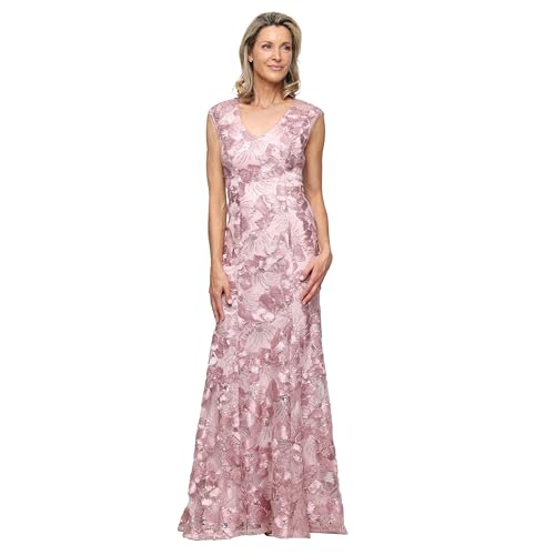 Image of Alex Evenings Womens Long Sleeveless Soutache Rosette Mother of the Bride Dress