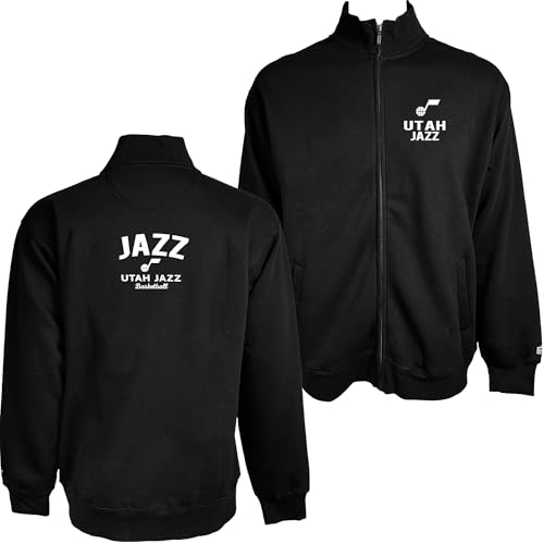 Blue 84 Utah Jazz NBA Officially Licensed Full Zip Sweatshirt Embroidery Basketball Front/Back, X-Large Team Color