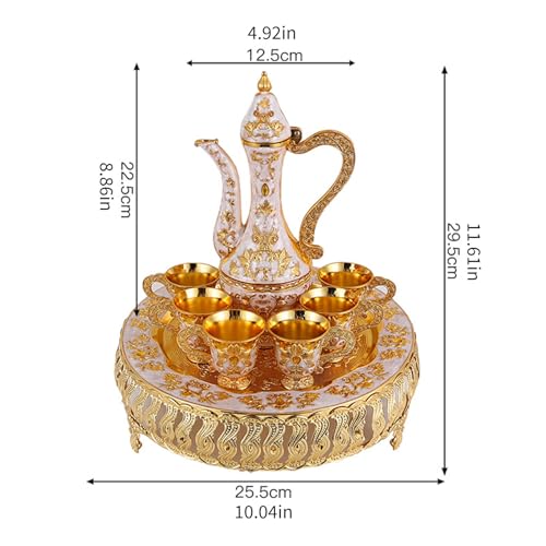 KAHDGSS Ensemble d ' Accessoires pour Le vin en gaufrage Pots en métal avec Floral en gaufrage et Tasses Assorties Articles de élégants Ensemble d ' Articles de somptueux – vue 3