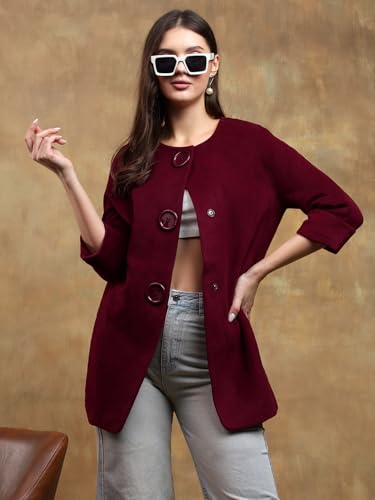 Image of KOTTY Womens Cotton Blend Standard Length Elegant Style Coat - Classic Style with Modern Detailing