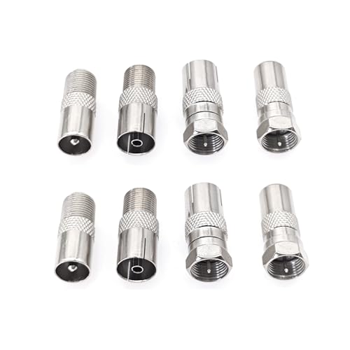 JZK 8 Piezas conector adaptador coaxial tipo F, kit adaptador acoplamiento para antena TV, cable satelital, cable antena, enrutador, módem, receptor satelital y equipo audio/video