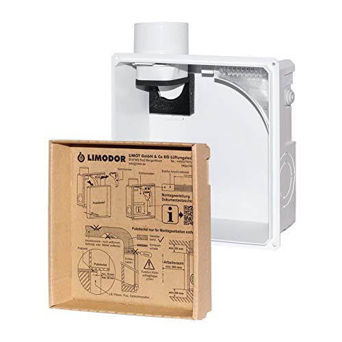 Limodor Einbaukasten, Gehäuse, für Serie Compact, Ausblasstutzen seitlich/oben, Kasten, Unterputz