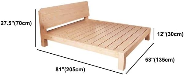 CraftThink Scandinavian Solid Wood Bed Frame with Rectangular Headboard in Natural for Bedroom Boys Girls- Full XL (Panel Single Bed)