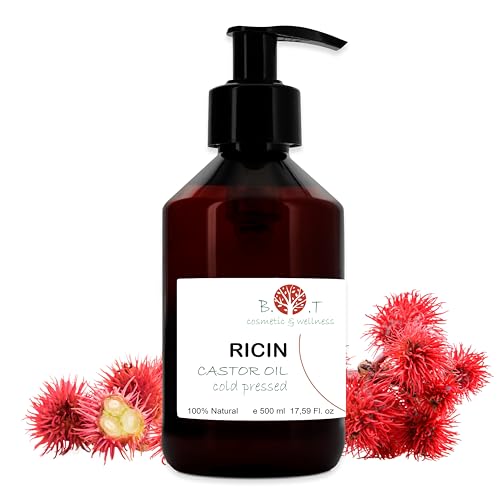 Aceite de Ricino Serum Pestañas y Cejas, Aceite Reparador Pelo, Estimulador del Crecimiento, Hidratante Barba, Anticaida Natural, Uñas y Cuticulas BIO Castor Oil 500 ml