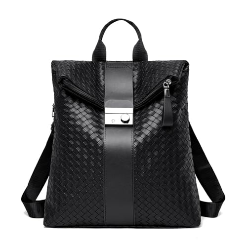 MOANATURA Mochila de mujer de tela trenzada – Bolso mochila casual y elegante para diario, oficina, universidad y viajes – Ligera, resistente y moderna (Negro) MOANATURA Mochila de mujer de tela trenzada – Bolso mochila casual y elegante para diario, oficina, universidad y viajes – Ligera, resistente y moderna (Negro)