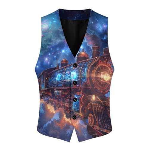 Beautiful Train Novelty Men's Suit Vest Funny Formal Dress Vests Business Waistcoat3