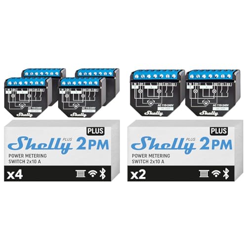 Shelly Plus 2PM | Wlan & Bluetooth 2 Kanäle Smart-Relais-Schalter mit Leistungsmessung & Plus 2PM, Wlan & Bluetooth 2 Kanäle Smart-Relais-Schalter
