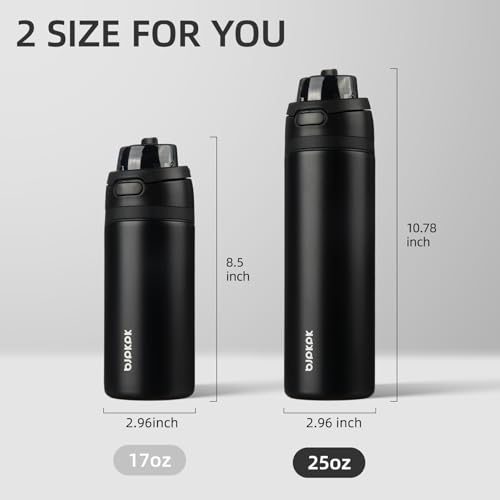 Image of BJPKPK 25oz Insulated Water Bottle with Straw Lid & Handle, Stainless Steel | Leak-Proof 2-in-1 Straw & Spout Lid, BPA-Free Vacuum Insulated Bottle Fits Cup Holders for Gym, Office, Travel & Outdoor