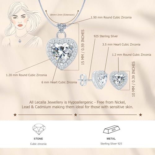 Image of TRUESILVER ACPL 925 Sterling Silver Jewellery Set for Women | BIS Hallmarked Pendant Necklace & Earrings Set | Silver Jewelry Gift for Women