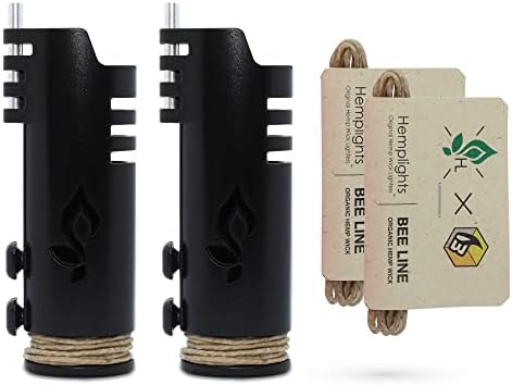 Hemplights Hemp Wick Lighter 2 Pack Wrapper, Includes 8FT Hemp Wick by USA (Black.Black)