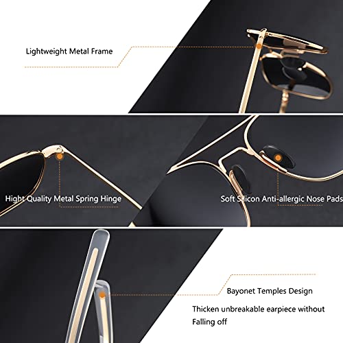RCXKOOM Men's Aviator Sunglasses American Army Military Pilot Polarized Sunglasses Bayonet Temples