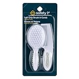Safety 1st Soft Grip Brush & Comb Set – Soft Bristles, Detangling Comb, Comfortable Handles, Baby and Toddler Hair Care – Grey