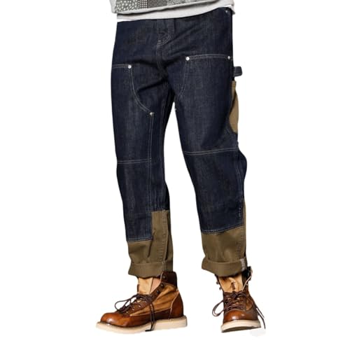 Korean Style Jeans Men's Fashion Brand Contrasting Color Fabric Loose Jeans