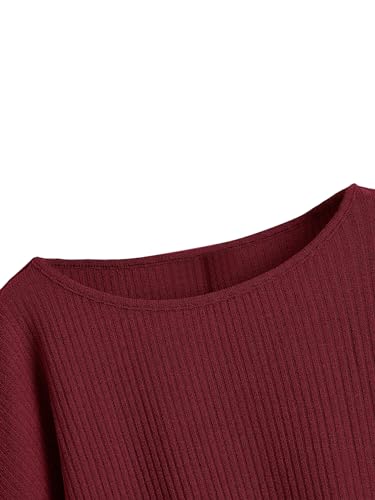 Image of SweatyRocks Women's Crewneck Long Sleeve Knit Crop Top Cropped Sweaters | Casual Raglan Sleeve Loose Lightweight Crop Sweater, Basic Classic, Fall Fashion Winter Clothes
