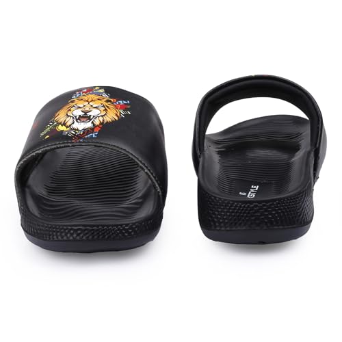 Image of Men's Slider with Lion Design | Comfort Footbed | Extra Soft Doctor Recommended Chappals | Stylish Designer Textured Sole | Lightweight Comfortable Slip-On Slippers KS 2006