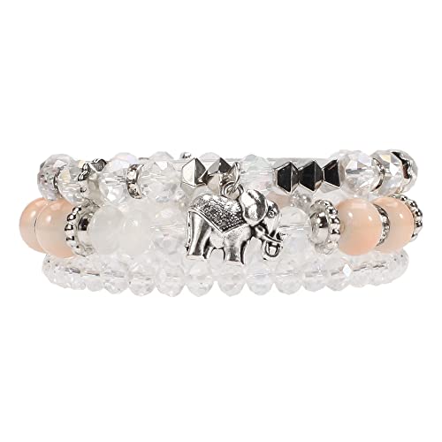 Image of Soyzvteo Bohemian Stackable Bead Bracelets Elephant Colorful Multilayer Crystal Beads Bracelets Boho Stretch Multilayer Stack Beads Colorful Beaded Charm Bracelets Jewelry