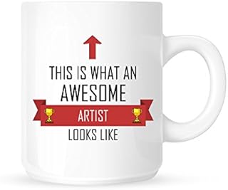 This Is What An Awesome Artist Looks Like - Tea/Coffee Mug/Cup - Red Ribbon Design - Great Gift Idea