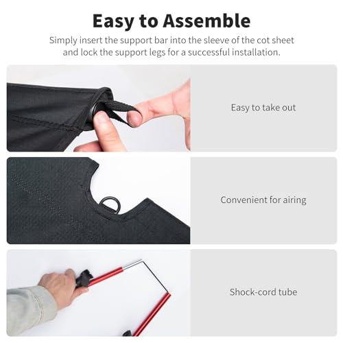 Naturehike Ultralight Camping Cot, Easy to Assemble Folding Tent Cot, Compact & Protable Camping Bed for Camping, Mountaineering, & Hiking, Supports 330lbs with Carry Bag, Kahki by Naturehike - Image 8