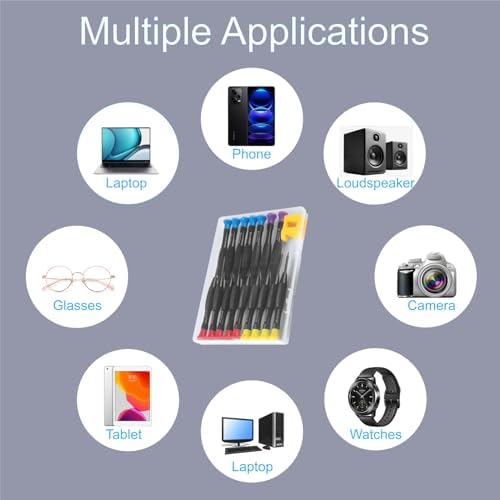 18PCS Mini Precision Screwdriver Set With Case, Lengnoyp Magnetic Small Flathead Phillips Pentalobe Torx Star Screwdriver Set Kit and Tweezers for Repairing Computer Eyeglass Phone Watch - 5