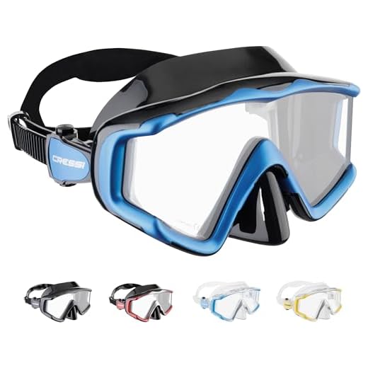 Cressi Liberty Triside Mask -Máscara Panoramic de 3 Cristales para Buceo, Apnea y Snorkel, Negro/Azul, Talla Única, Unisex Adulto