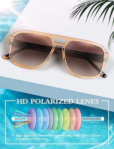 Image of BIRCEN Mens Acetate Polarized Sunglasses: Retro Square Sun Glasses UV400 Protection Anti-Glare Shades for Driving Travel