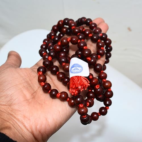 craftslook Rose Wood Japa Mala 8mm with Japa Bag, 108+1 Beads Hand Knotted Rosary for Meditation, Mantra Chanting and Yoga, Original Rosewood Prayer Beads, Buddhist Mala, Finger Counting For Pooja by craftslook - Used condition - Image 8