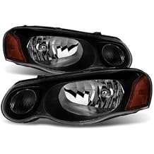 Front Left Driver and Right Passenger Side Black Housing Clear Lens Factory Style Headlight Front Lens Clear Housing Passenger Driver Style Factory Right Left Black for Sebring 04-06