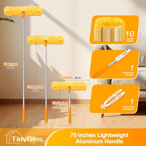 TidyBliss 66" Extendable Dusters for Cleaning Compatible with Swiffer, 10 Refills by TidyBliss - Used condition - Image 2