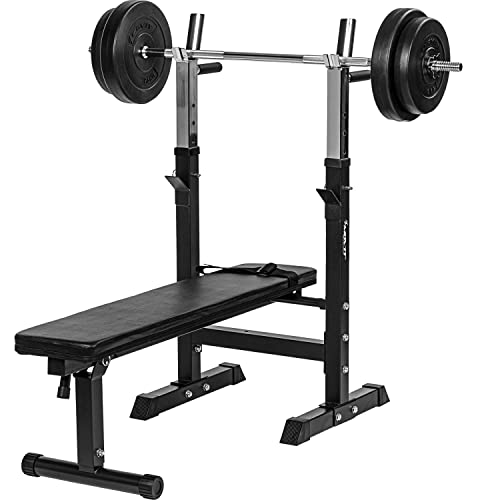 MOVIT® Hantelbank mit verstellbarer Langhantelablage und Dip-Station,...