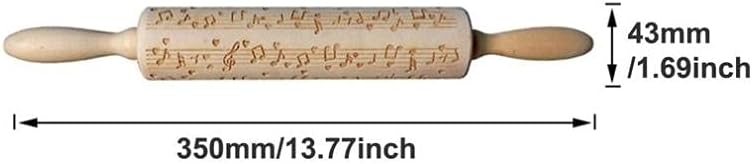 Embossing Rolling Pin Set 2pc Musical Notes Wooden Rolling Pins
