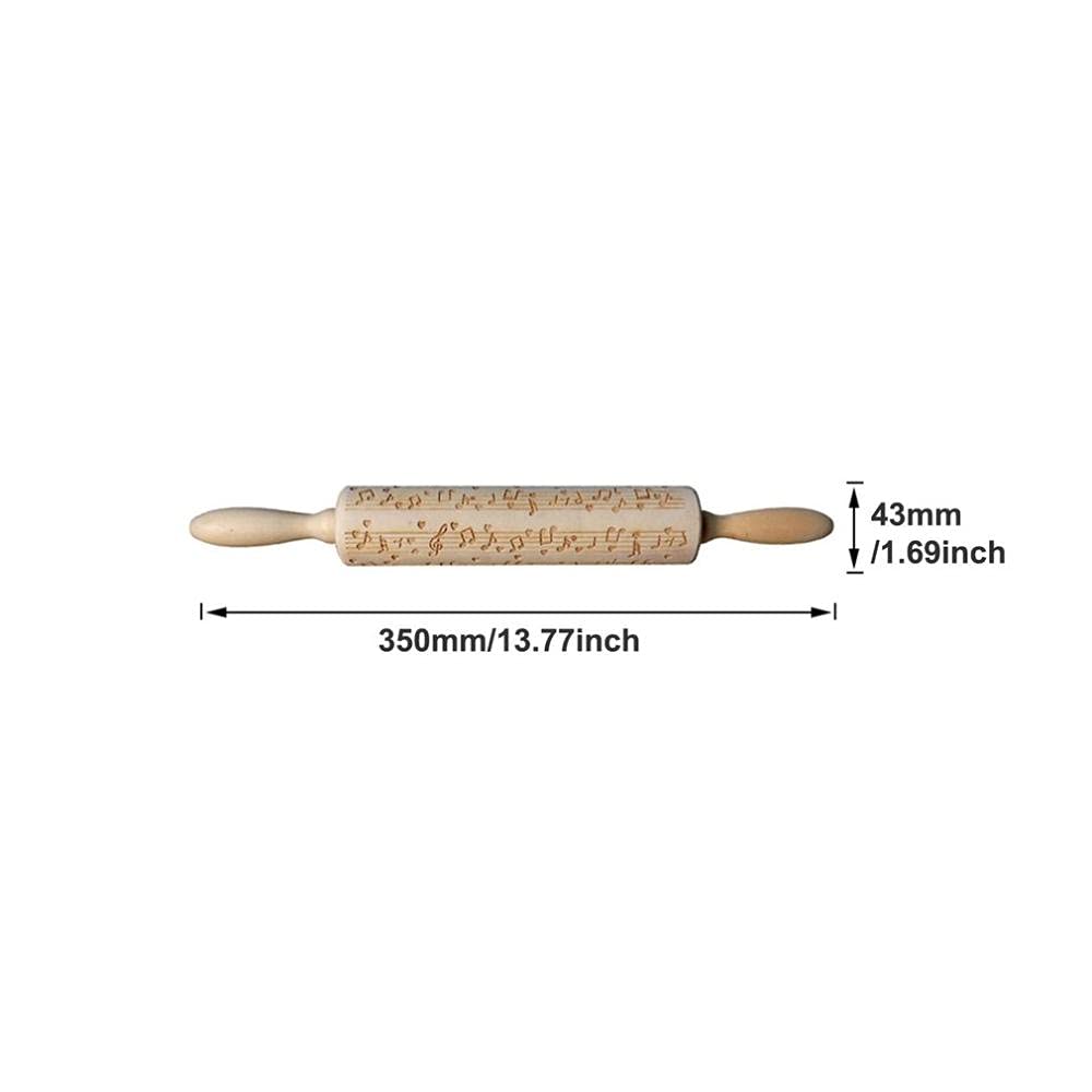 Nudelholz, 2pc Rolling Pins Pin Musical Notes Holz Präge Werkzeug