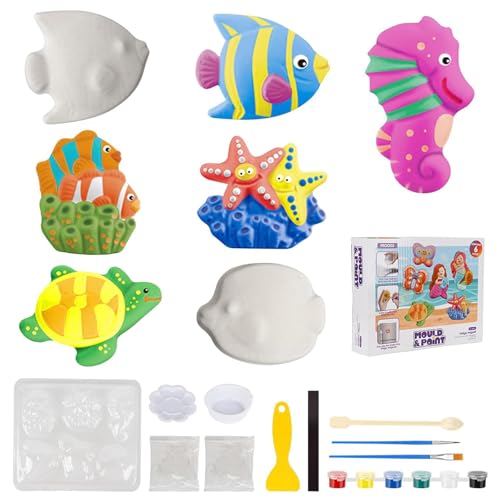 Animales Marinos Figuras De Escayola Para Pintar Figuras Para Pintar Juego Manualidades De Yeso Kit Pintura Juguetes Niños Con 6 Patrones Regalos De Creativo Para Cumpleaños Navidad 3-12 Años