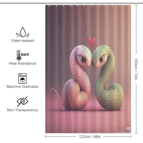 Rideau de douche serpent en tissu polyester imperméable lavable 122x183cm