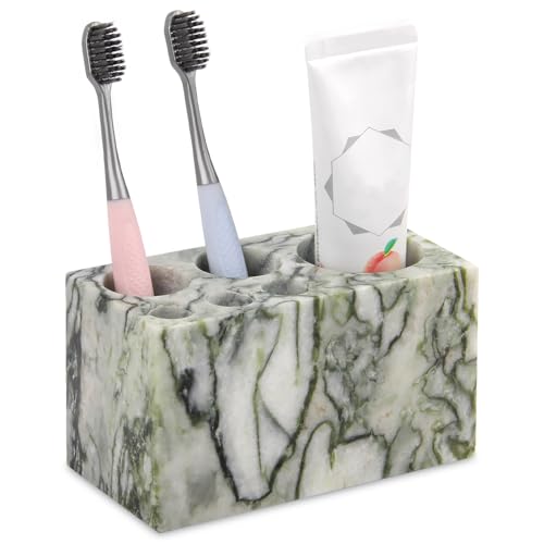 Natural Marble Toothbrush Holder Green Emerald 6 Slots