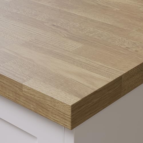 Bushboard Omega Modern Natural Blocked Oak Square Edge Laminate Kitchen Worktop 4100 x 620 x 38mm, Blocked Oak Effect Surface, Ideal for Kitchen Islands and Seating