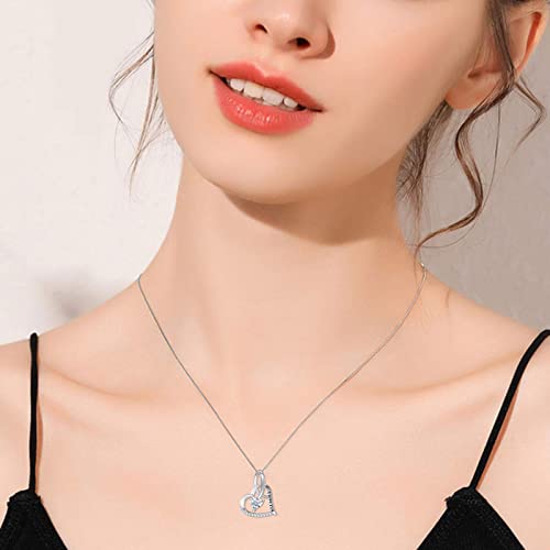 Wtyim Moissanite Heart Necklace For Women, 14K White Gold Plated S925 Sterling Silver 1Ct Moissanite Diamond I Love You Heart Necklace Birthday Christmas Gifts For Her Mom Wife Girlfriend #TOP2