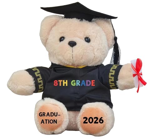 8TH Grade Graduation Gifts Bear for Kids Boys Girls 8th Grade Graduation Decorations 2026 Last Day of Middle School 8TH Grade Party Supplies Gifts Decorations