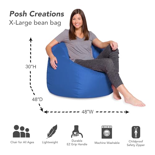 Posh Creations Bean Bag Chair for Kids, Teens, and Adults Includes Removable and Machine Washable Cover, Solid Royal Blue, 48in - X-Large - Thumbnail 3
