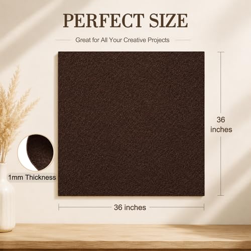 Image of Chocolate Brown Large Felt Fabric 36 inch x 36 inch (1 Square Yard), 1mm Stiff Felt Sheet, Nonwoven Fabric for Crafts, DIY Projects, Art, Sewing, Lining & Decorations
