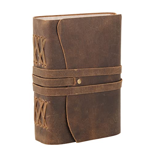 Handmade Leather Journal/Writing Notebook Diary/Bound Daily Notepad For Men & Women Unlined Paper Medium, writing pad for artist, sketch (Deckle Edge Brown Tan, 7 x 5)