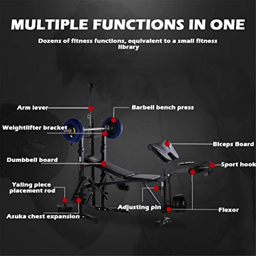 Adjustable Weightlifting Bed Bench Press Squat Rack Indoor Multi-Function Olympic Weight, Strength Training Fitness Equipment for Full-Body Workout (A)