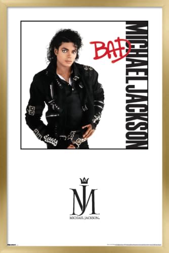 Trends International Michael Jackson - Bad Album Series Wall Poster, 22.4L x 14.7W, Gold Framed Version