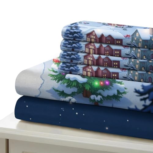Parure de lit sapins de Noël en microfibre résistante King size 220x240 de qualité - 7