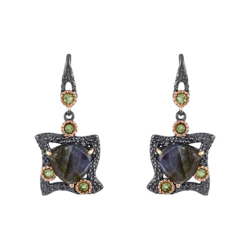 Boucles d'oreilles pendantes argent 925 plaqué or rose et rhodié noir pour femme