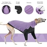 Whippet-Pullover für Hunde, Winterpullover für Whippet mit Halswärmer, italienische Windhunde, Kleidung für den Winter, warm und bequem für Windhunde, Lila, Größe S
